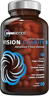 Vision Clarity Eye Vitamins – AREDS2 Inspired Formula with Lutein & Zeaxanthin, Bilberry, Eyebright & Vegan Omega-3 – Macular, Retina & Blue Light Support – for Adults – 2 per Day – 60 Vegan Capsules