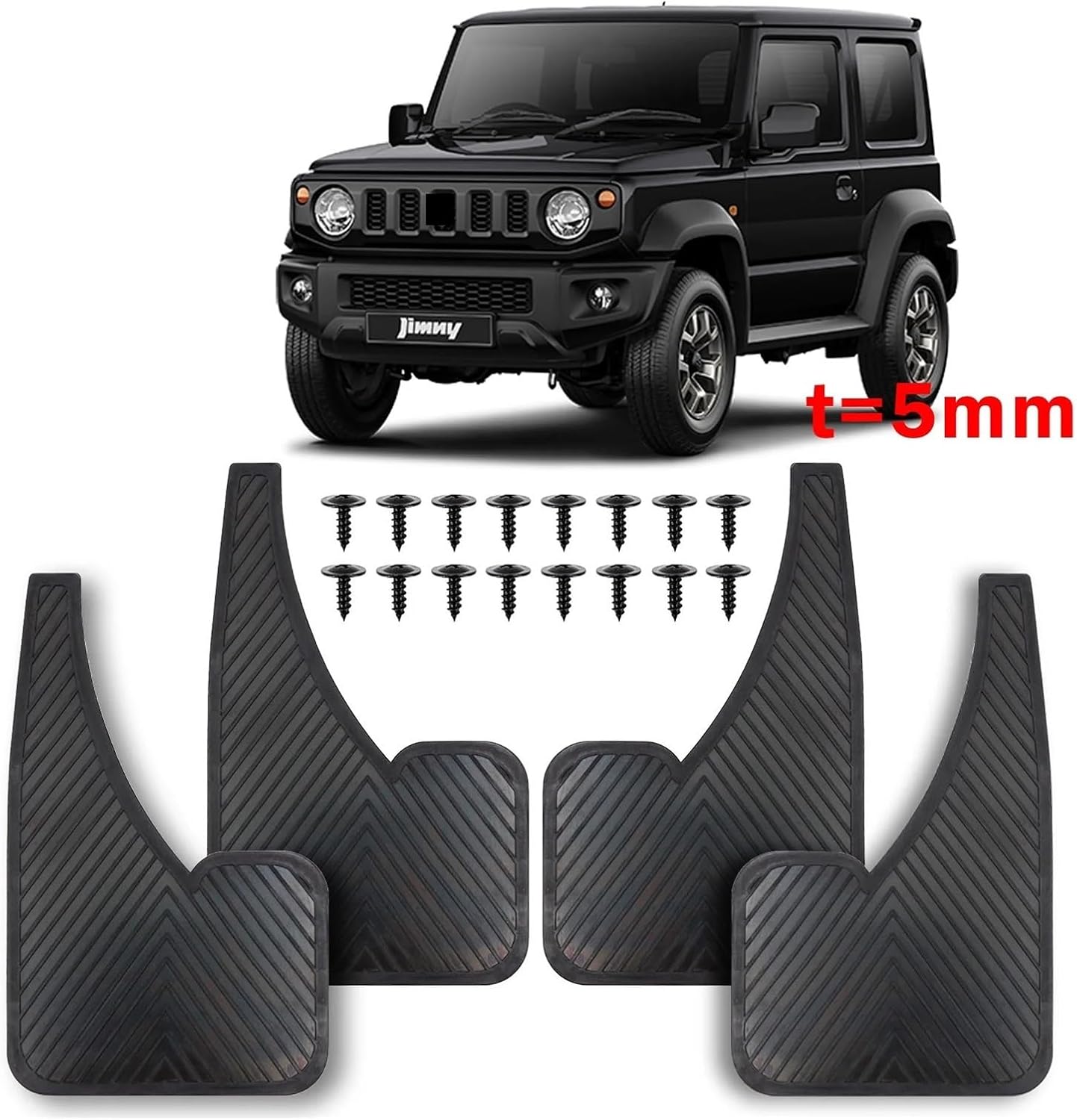 5mm Rubber Mudflaps Mud Flaps Splash Guards Compatible for Suzuki -Jimny SJ20 JA12 JB23 JB33 JB43 JB53 JB64W JB74W JB64 JB74 Sierra 4PCS/Set