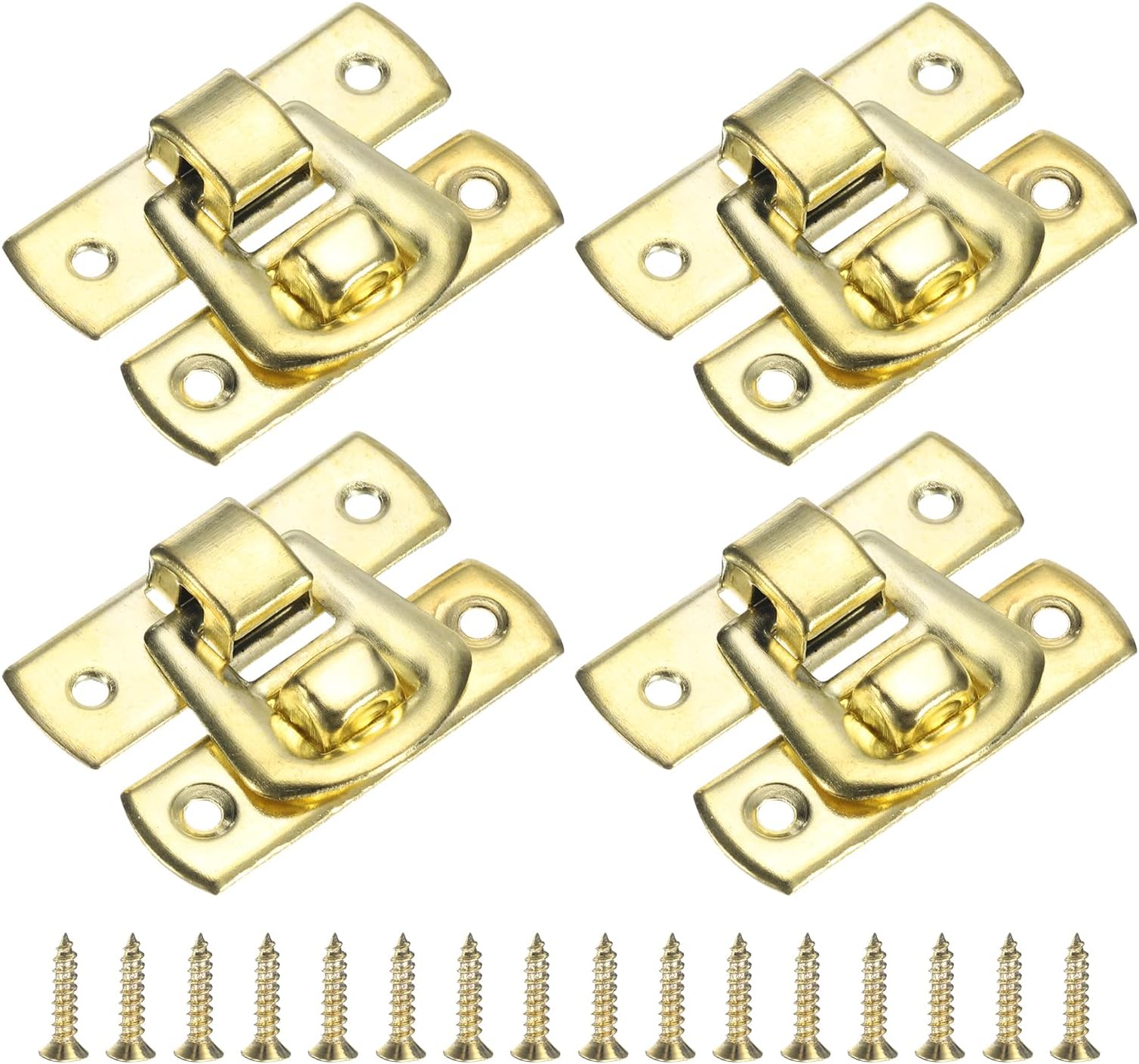4 Pcs Hasp Clasp Latch Lock, 30 x 18mm Decorative Retro Box Toggle Latch Metal Buckle Hasp Lock with Screws for Jewelry Box Suitcase Toolbox Wooden Case, Gold
