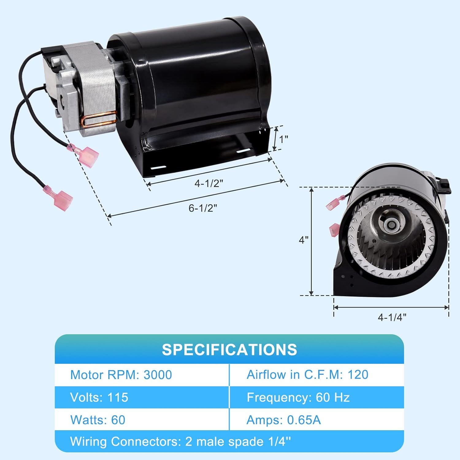 Adviace Replacement Blower Motor for Lopi Freedom Bay & Freedom II & Answer & Revere, Avalon Olympic Wod Stove Insert, 99000137 99000123 99000190 99000126 99000128 99000133 Blower Fan