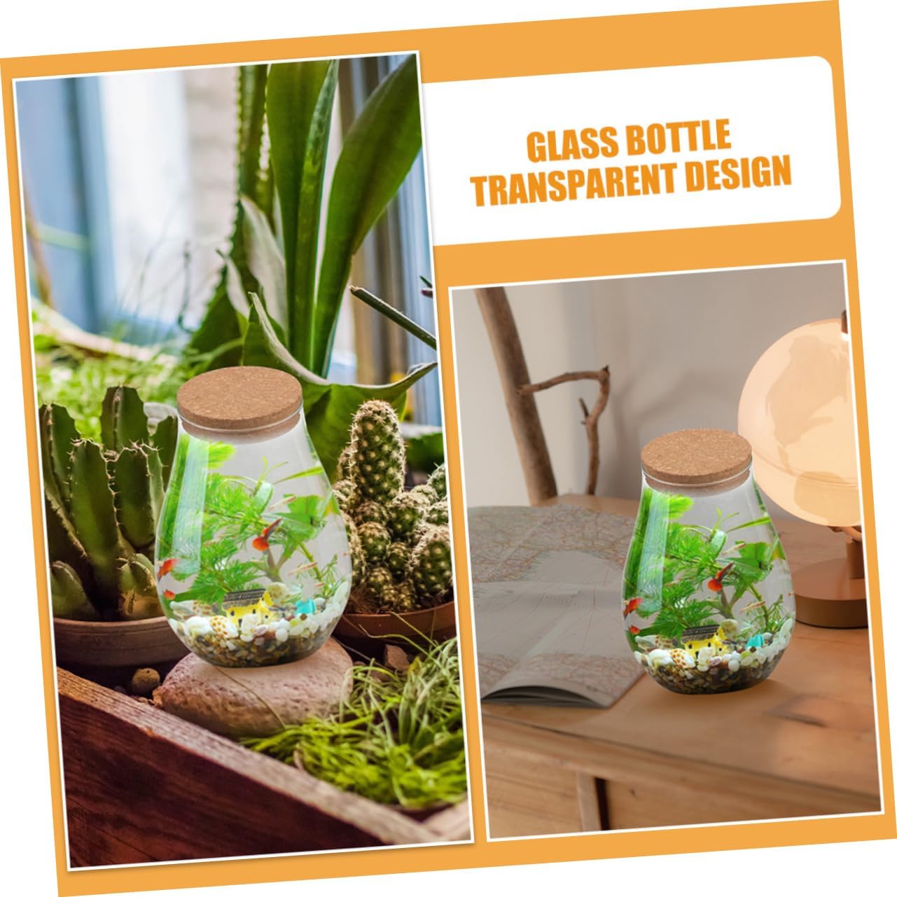 2Pcs Glass Terrarium Bottle with Cork Small Micro Landscape Planter for Indoor Plants Decorative Vase for Home Office Garden and Patio