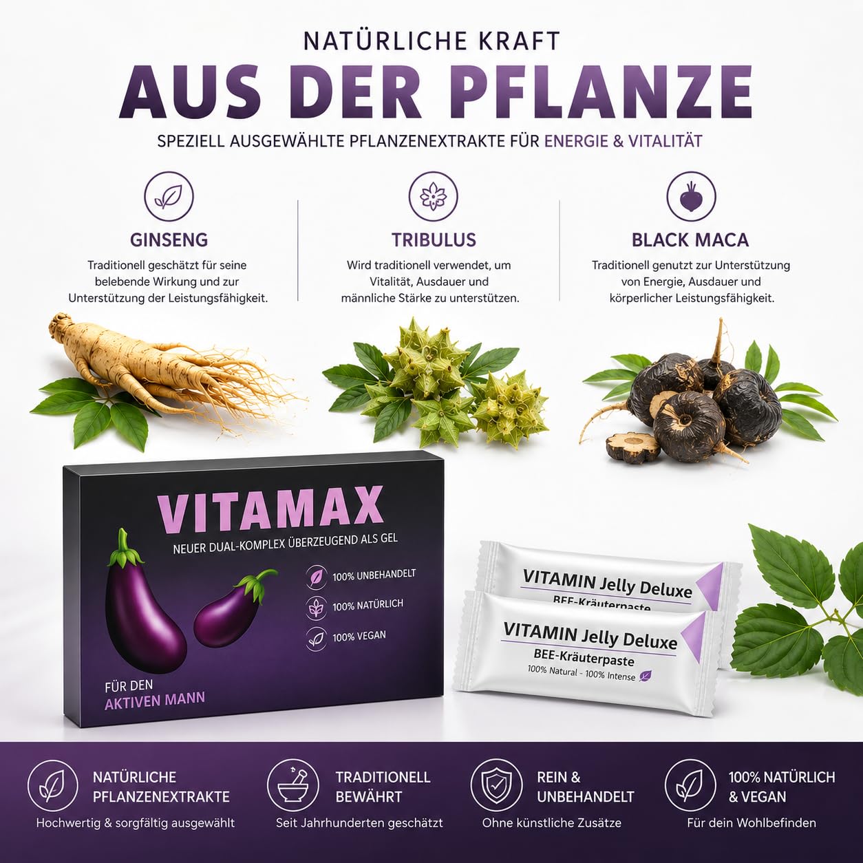 VITAMAX für Männer - Premium Kräuterkomplex | Hochwertige Premium Rezeptur | Für aktive Männer | Praktische Portionsbeutel | Made in Germany | Qualitätsgeprüft
