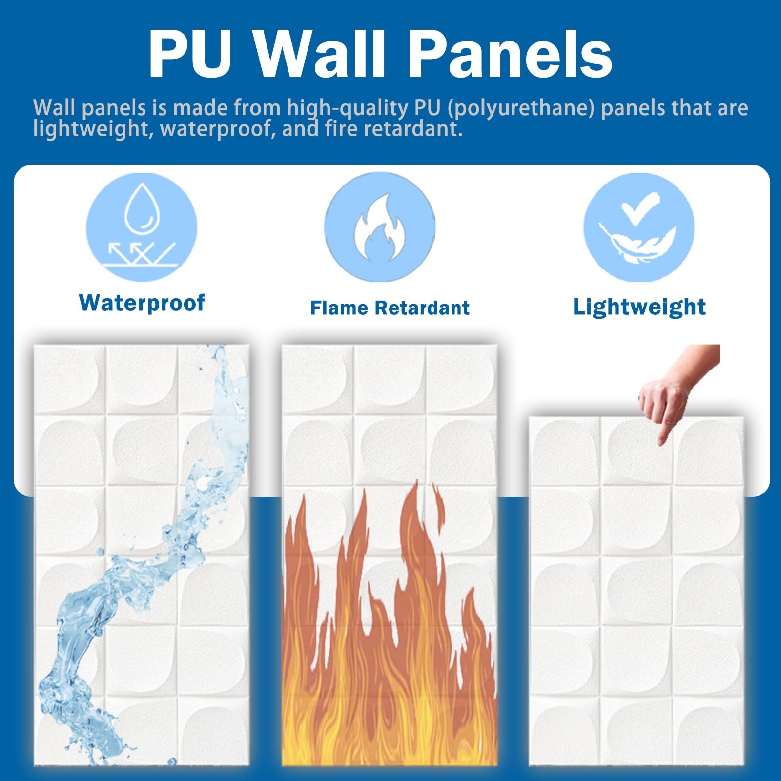 paneles decorativos para pared Paneles de pared texturizados 3D para decoración de interiores y exteriores, ideales para alquileres, paquete de 4 paneles de poliuretano, fácil instalación, para hotele