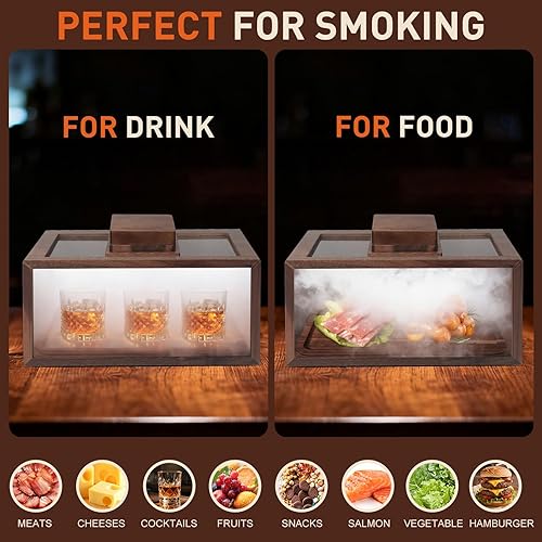 Miniatura 4 de Kit de ahumador de cóctel  Kit de ahumador de whisky con pistola de ahumar, caja de humo de cóctel, bandeja de alimentos y chips de madera (manzana