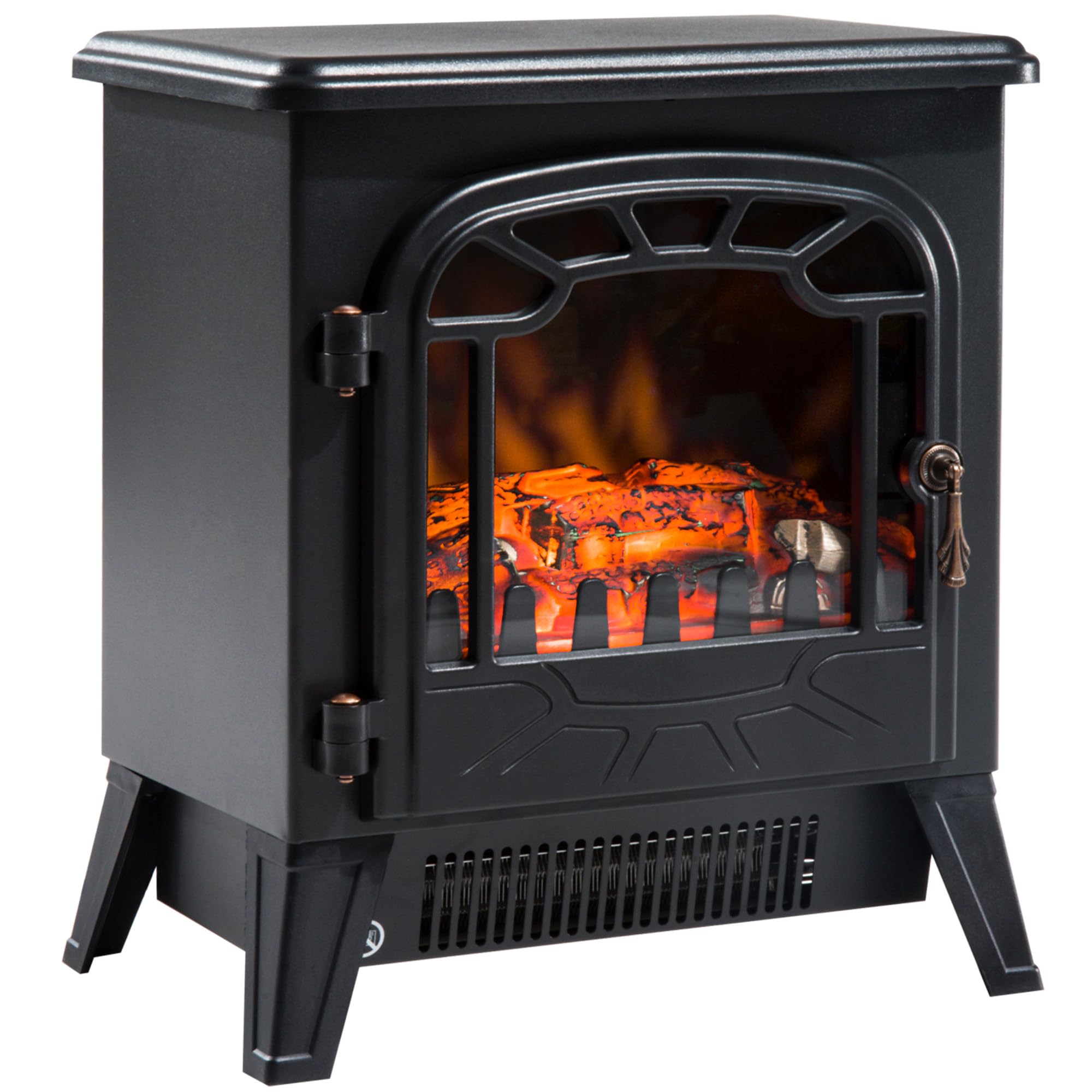 HOMCOM Camino Elettrico Effetto Fiamma Regolabile 36 x 25.5 x 41.5cm Nero | Caminetto Elettrico 925W/1850W, Temperatura Regolabile, Termostato, Protezione da Surriscaldamento