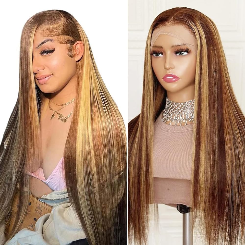 Amazon.com : XUANCAILE 100% Human Hair Wig Highlight Honey 
