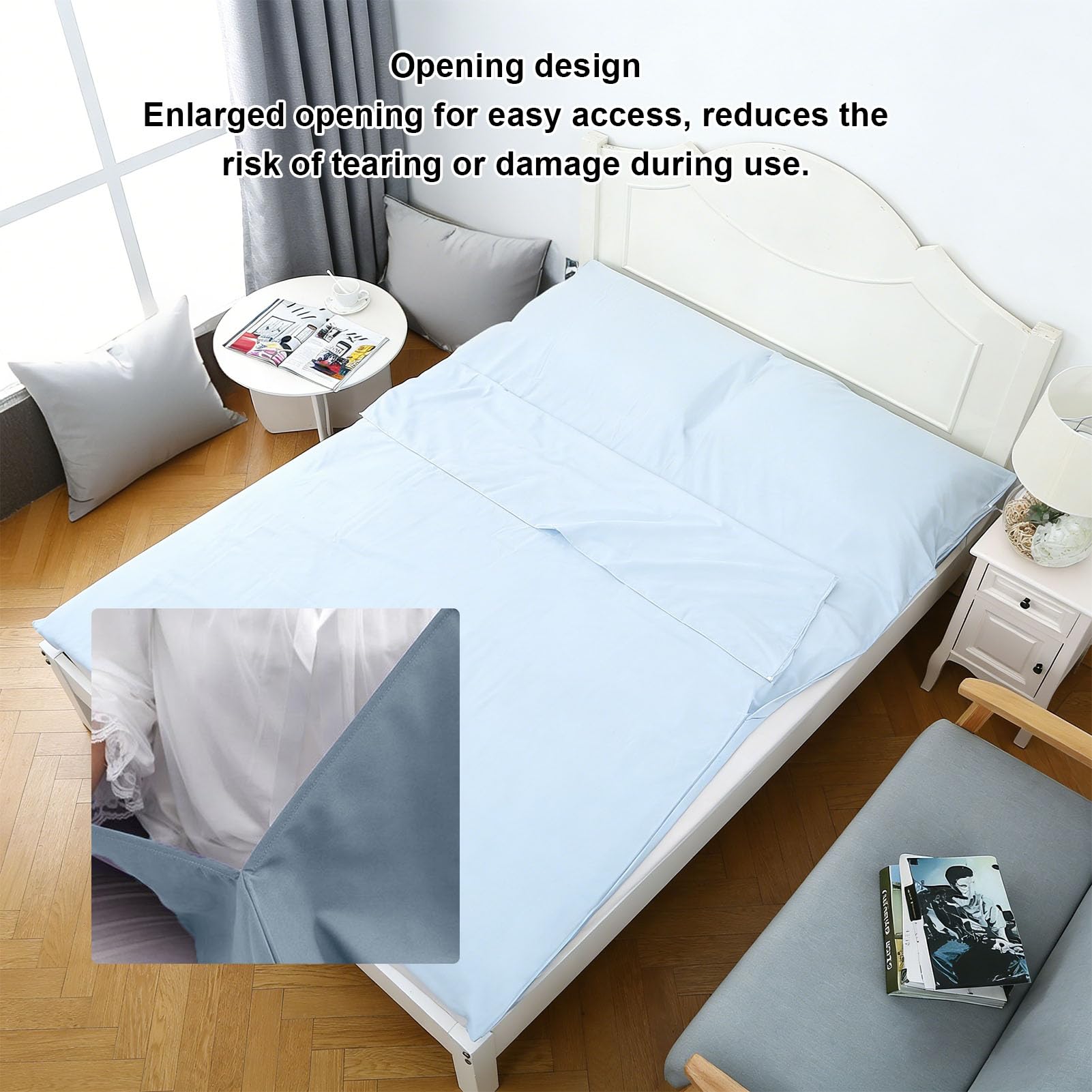 Ejoyous Forro para Saco de Dormir, Sábana de Viaje de Poliéster Lavable, Sábana Ligera para Dormir para Acampar con Diseño de Funda de Almohada para Aventureros