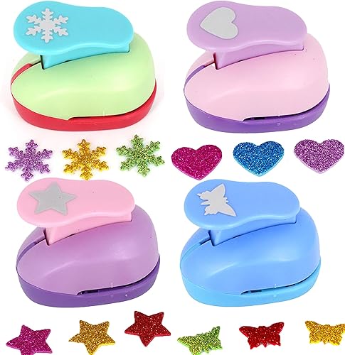 XUBX 4 Stück Papierstanzer Set, Motivstanzer Motivlocher Stanzer Ausstanzer Set,