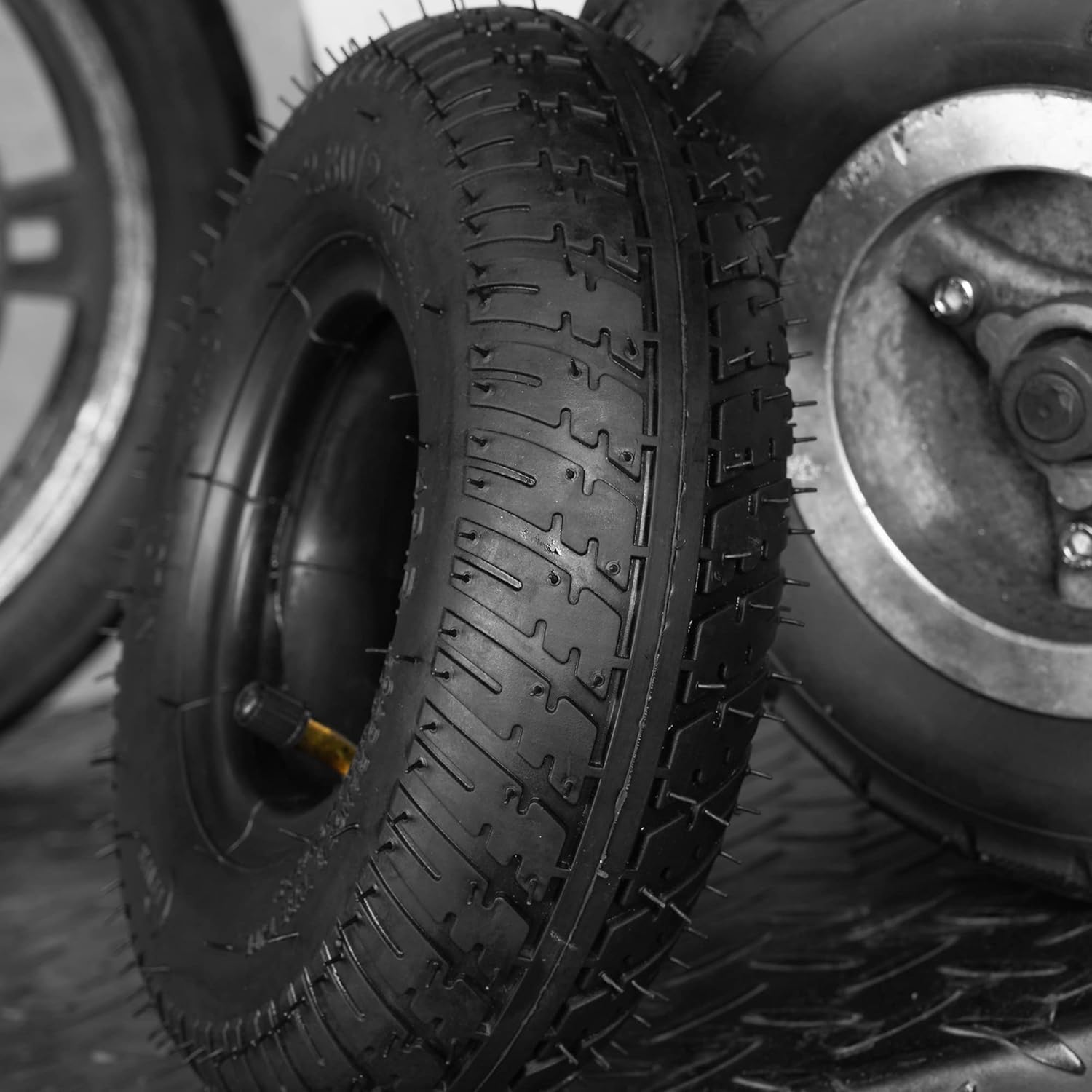 2.80/2.50-4" Tire and Inner Tube Compatible with Utility Cart Dolly Hand Truck Wheelbarrows Trolly Lawn Mowers Garden Carts Trailers Wagons Pressure Washer Air Compressor Cart