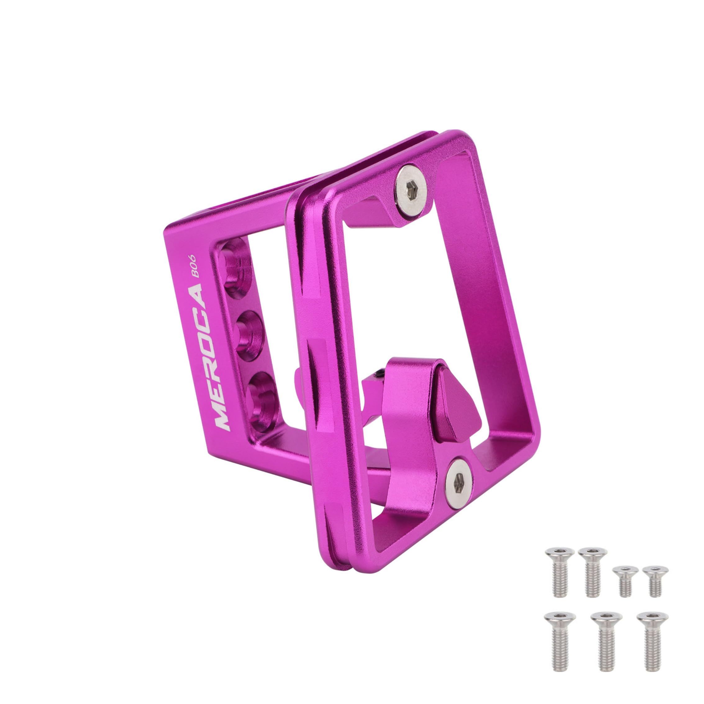 Folding Bike Front Carrier Block, Quick Release Bag Holder, Aluminum 3-Hole Pig Nose Bracket, Compatible with Brompton Dahon & 2-Hole Systems(Purple)