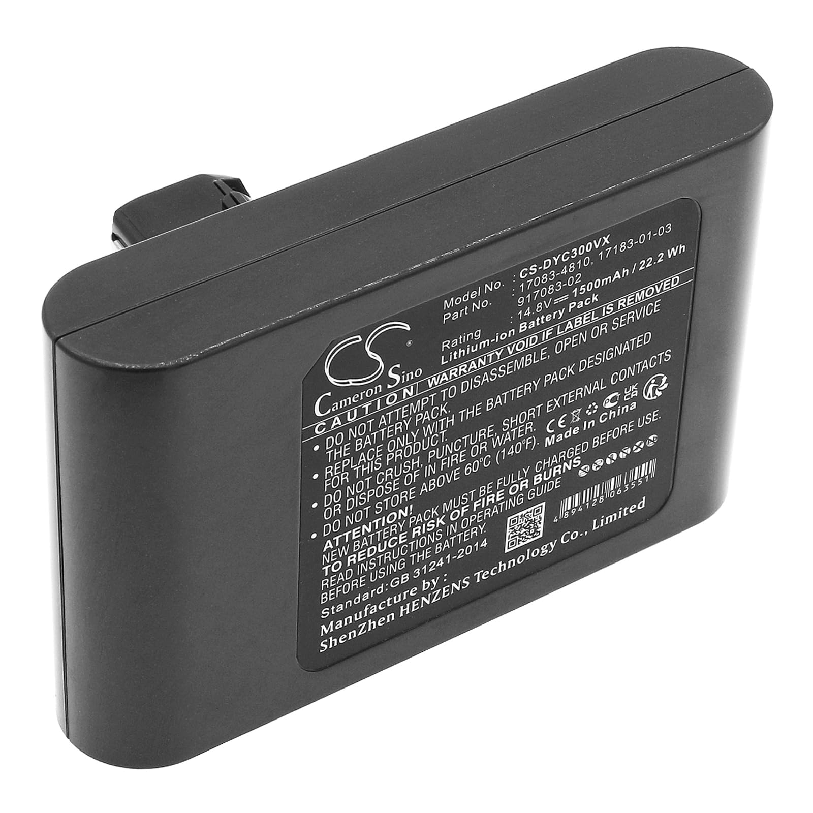 TECHTEK Batteria 1500mAh compatibile con [Dyson] DC30, DC30 White, DC35 sostituisce 17083-01-03, 17083-11 10, 17083-3009, 17083-4810, 17083-5010, 17183-01-03, 18173-01-03, 917083-02, 917083-08 FBA