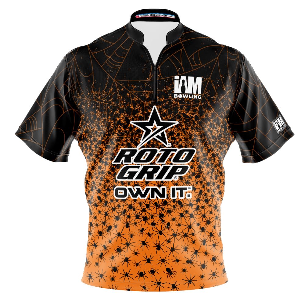 Logo Infusion Dye-Sublimated Bowling Jersey (Sash Collar) - I AM Bowling Fun Design 2039-RG - Roto Grip - Halloween Spiders (X-Large) Multicolored