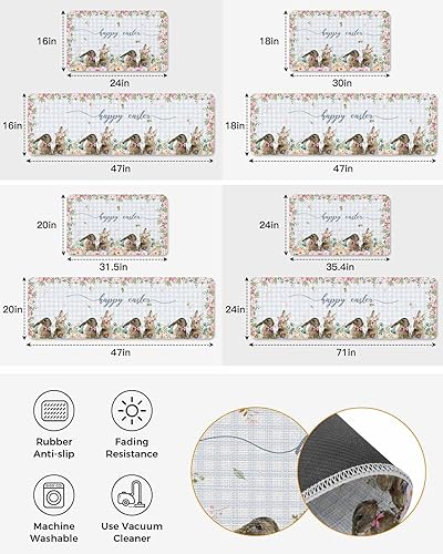 Vista 62 de Tapete de Feliz Navidad, tapete antideslizante para puerta delantera, baño, cocina, dormitorio, patio, entrada, 16 x 24 pulgadas, rojo, negro y verde