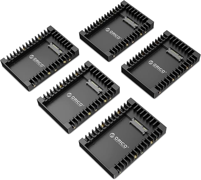 [5Packs]ORICO 2.5 SSD SATA to 3.5 Hard Drive Adapter Internal Drive Bay Converter Mounting Bracket Caddy Tray for 7 / 9.5 / 12.5mm 2.5 inch HDD / SSD with SATA III Interface(1125SS-5)
