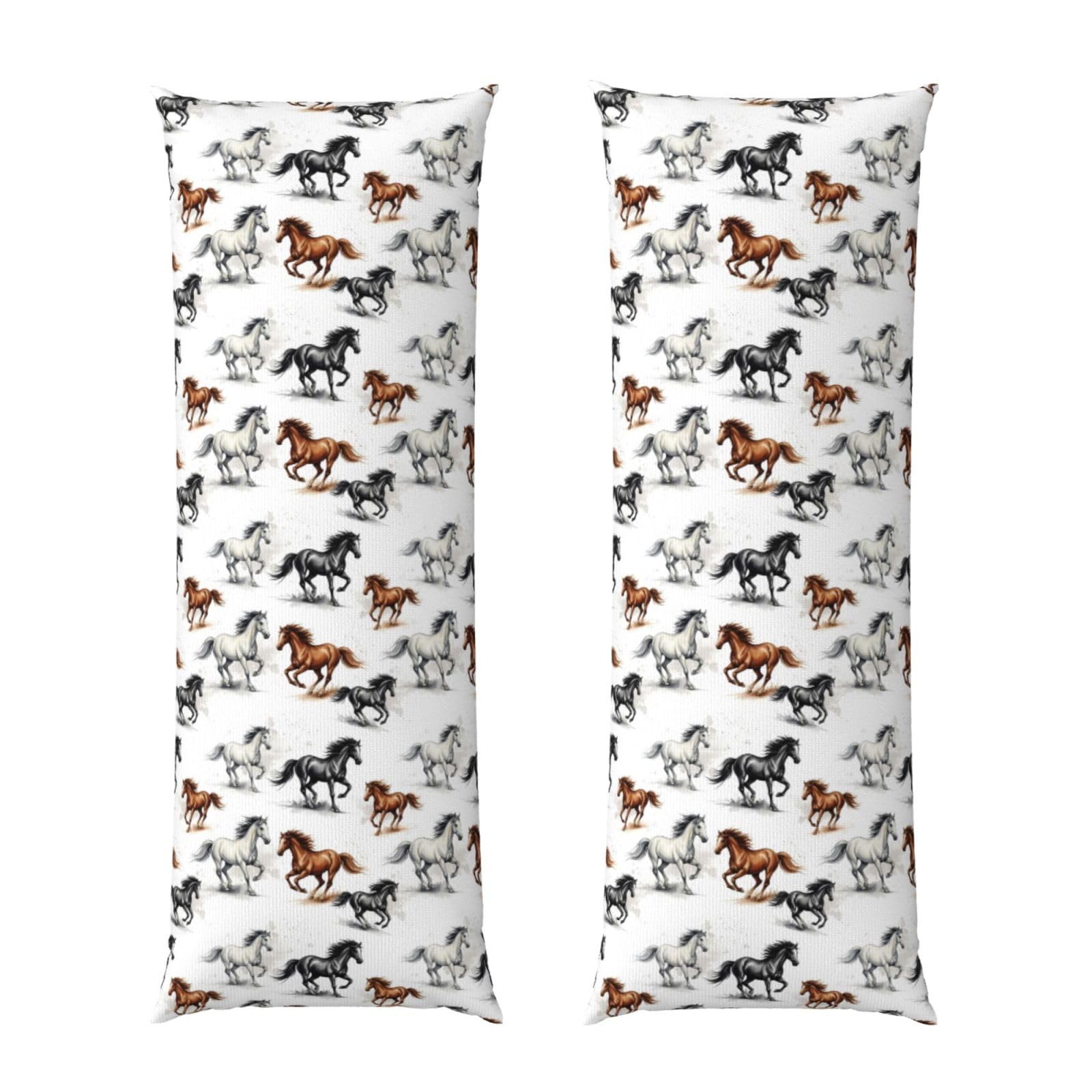 Body Pillow Cover 20x54, Watercolor Wild Horses, Soft Microfiber Long Pillowcase with Zipper Closure, Breathable Protector for Bedroom Sofa Couch Sleeping