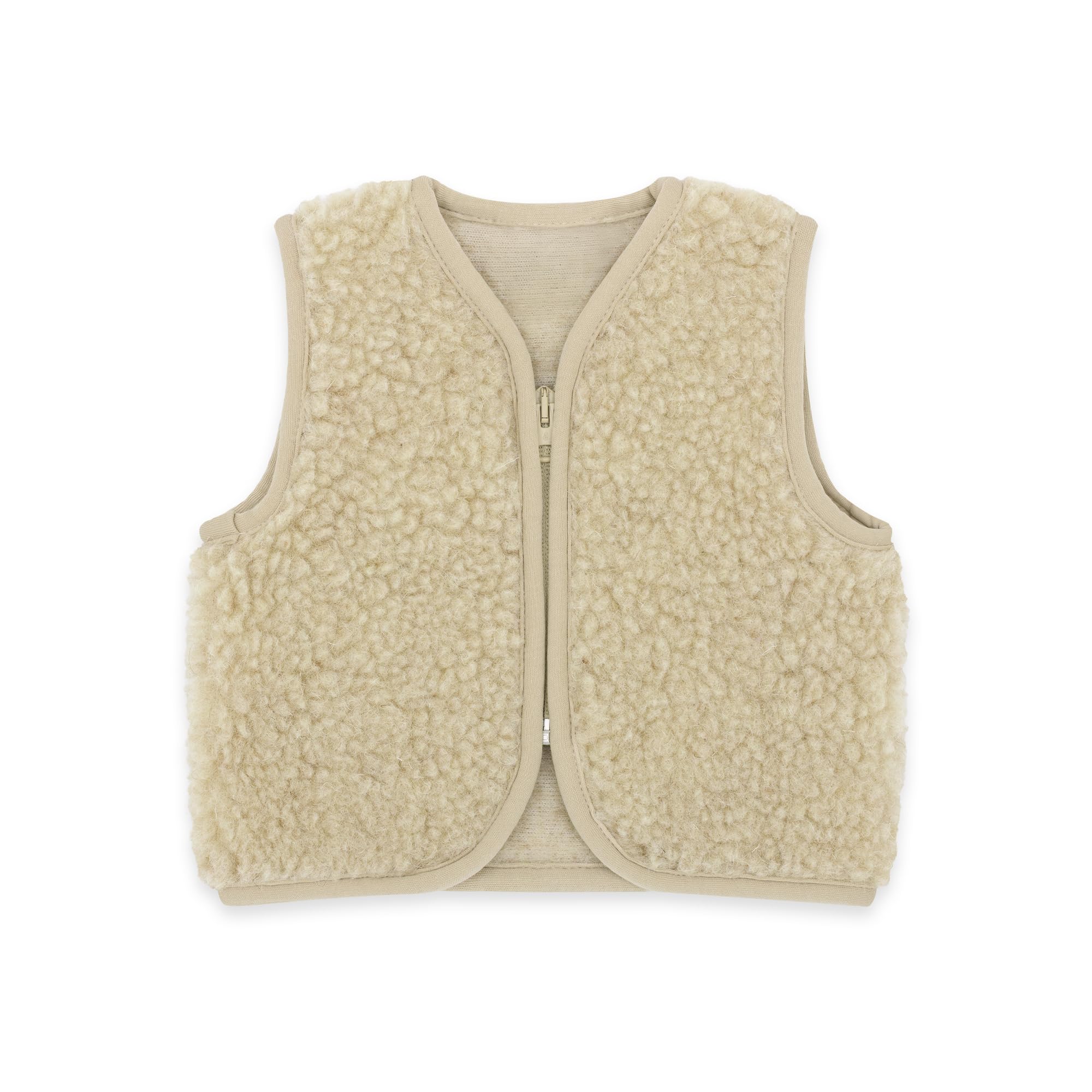 emma & noah Merino Teddy Weste für Kinder, weiche Wollweste aus 100% Merino Wolle, atmungsaktiv & wärmend, mitwachsend