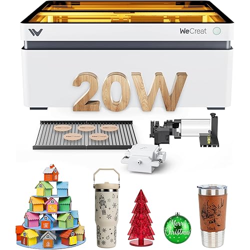 WECREAT Vision 20W Desktop Laser Engraver, Auto-Lifting for 5.5" Material, Smart Camera for Easiest Positioning, 600mm/s Speed, Laser Engraving Machine for Tumblers Wood Acrylic DIY Craft Gifts Making