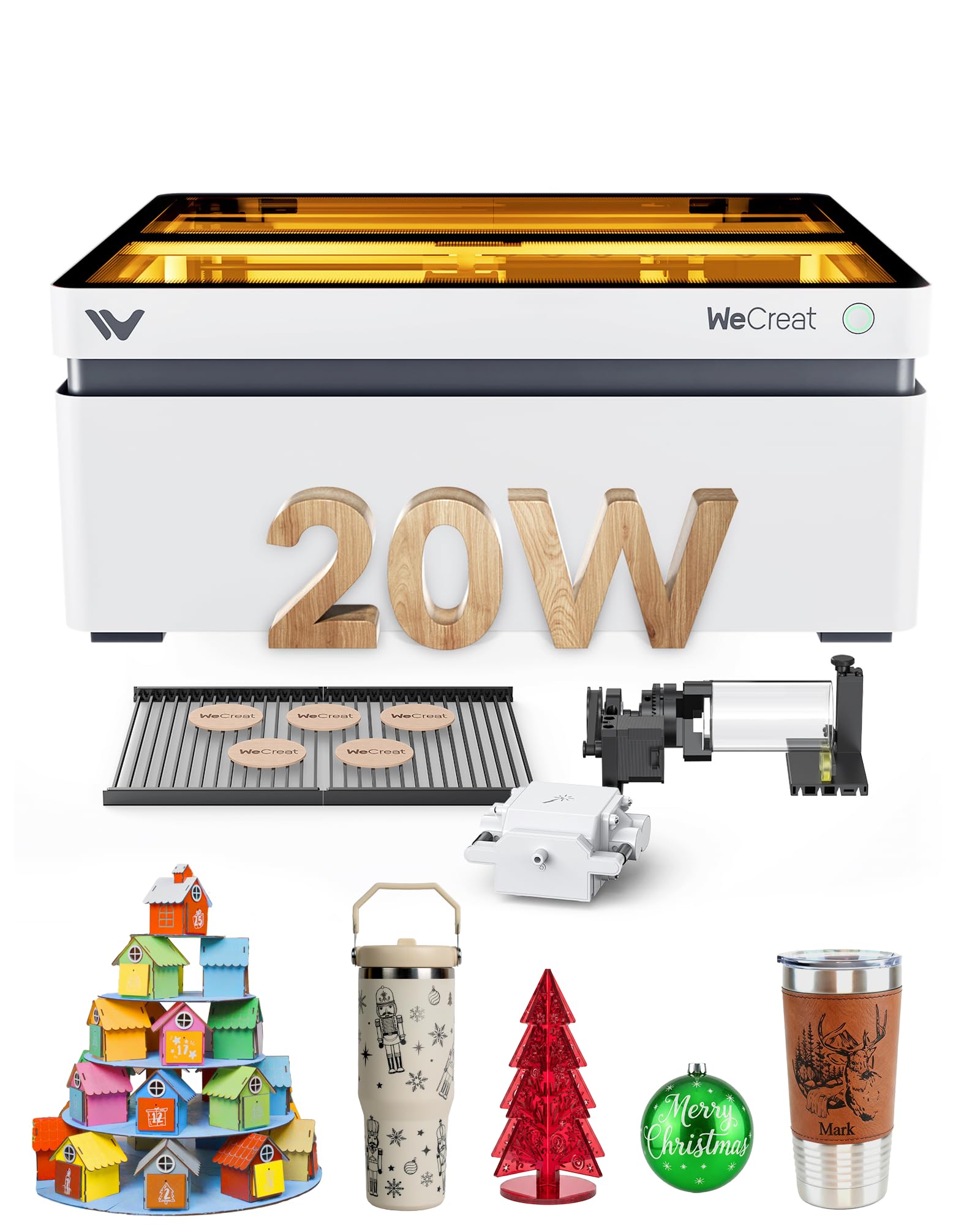 WECREAT Vision 20W Desktop Laser Engraver, Auto-Lifting for 5.5" Material, Smart Camera for Easiest Positioning, 600mm/s Speed, Laser Engraving Machine for Tumblers Wood Acrylic DIY Craft Gifts Making