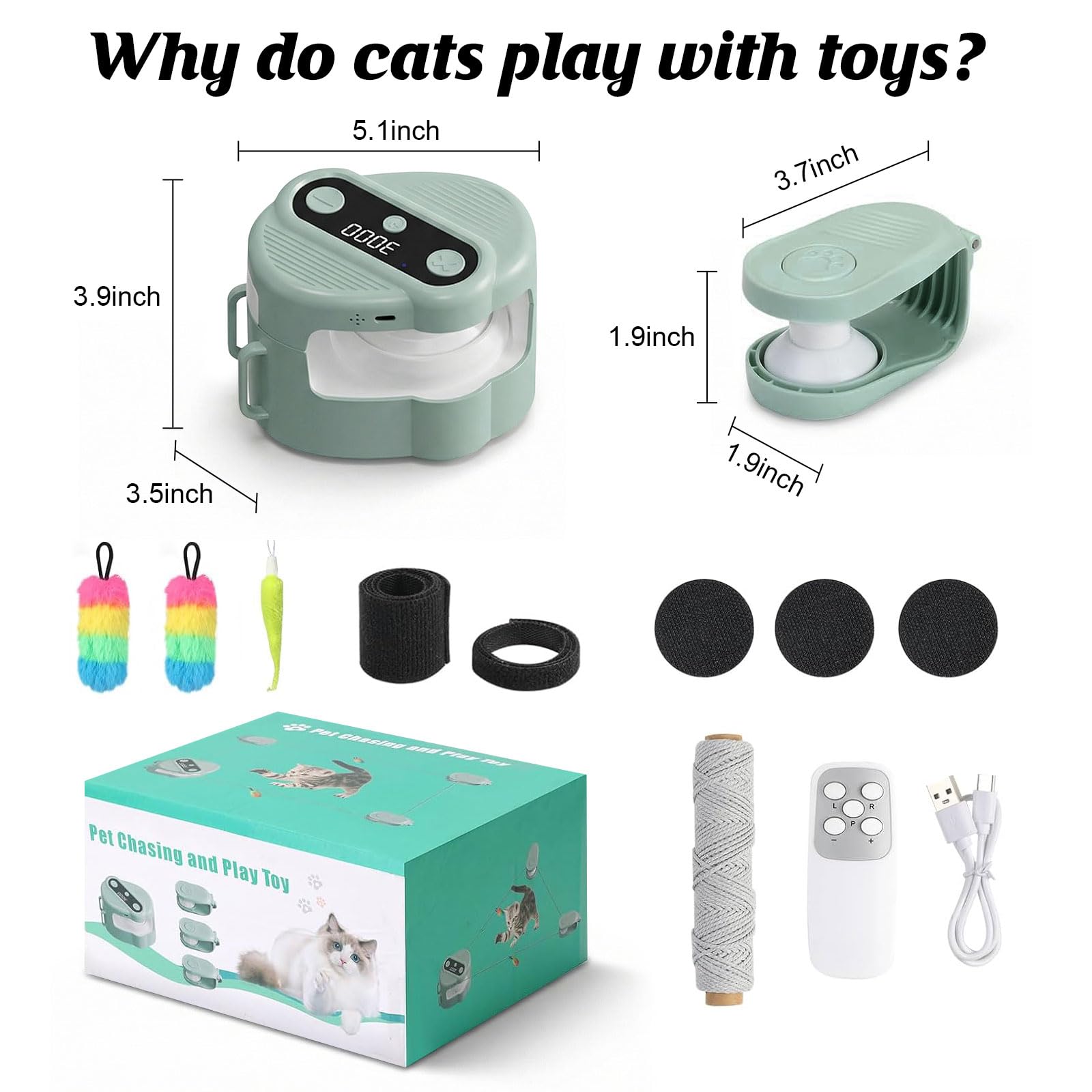 jianyana Interaktives Katzenspielzeug mit Fernbedienung, 4 einstellbare Geschwindigkeiten, automatische und manuelle Modi, langer Akku, wiederaufladbares Katzenlaufband, Indoor-Katzen – Langeweile