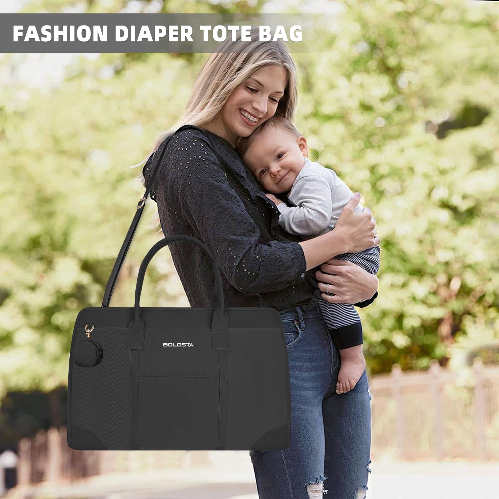 BOLOSTA Borsa per pannolini Tote per le donne Borsa per pannolini con fasciatoio Borsa da ospedale per lavoro e consegna Borsa da viaggio per maternità