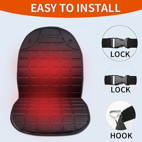 Miniatura 5 de Usoway - Fundas de asiento con calefacción, 2 ajustes de temperatura, cojín de asiento térmico duradero, color negro