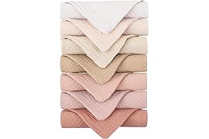 Konssy Baby Muslin Washcloths 7 Pack - Soft, Absorbent, for Newborn, Kids, Girls, Boys