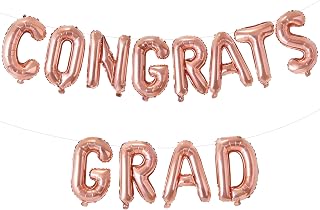 Congrats Grad Balloon Banner, Congratulations Balloons for Graduation Party Decorations 2026, Rose Gold