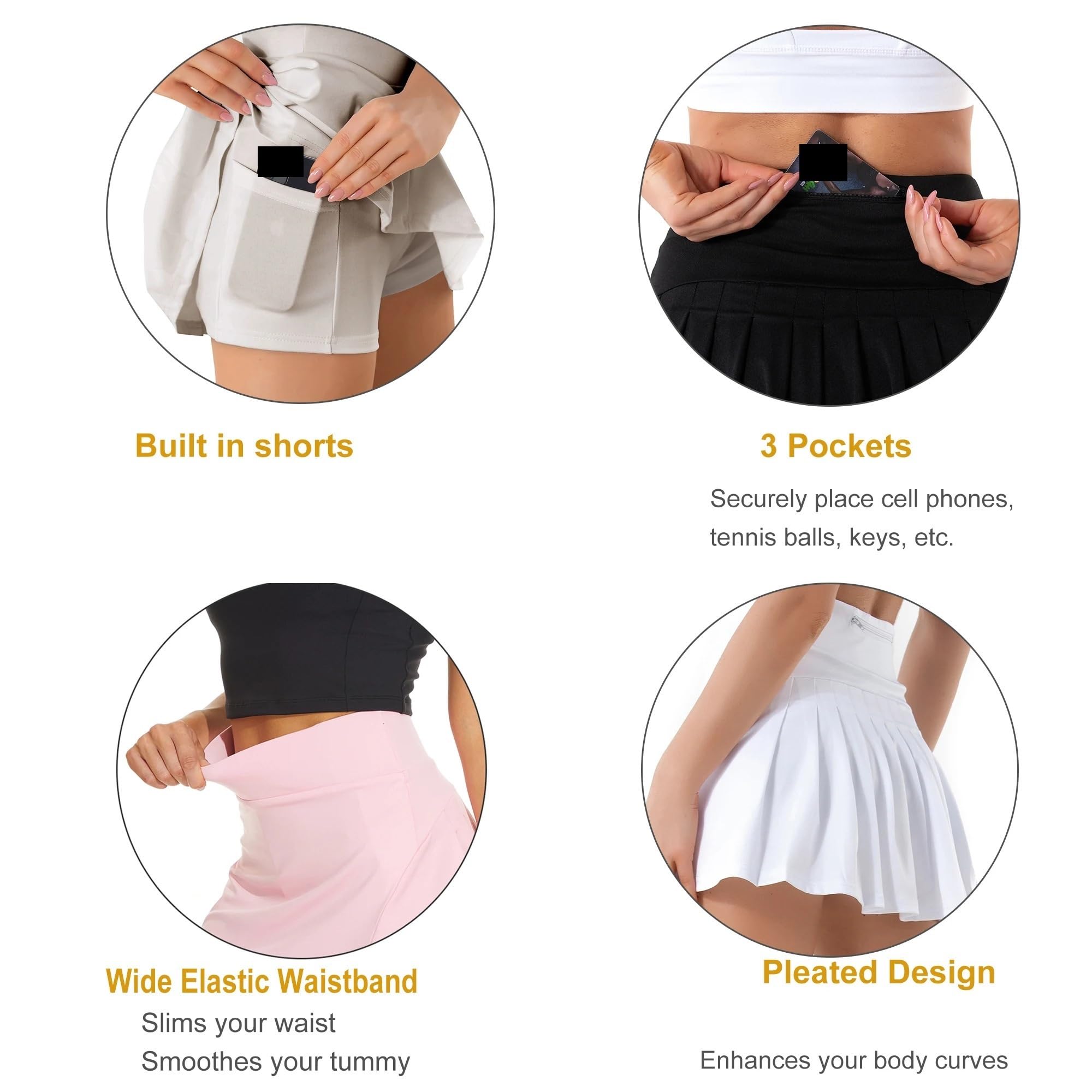 Faldas de Tenis Plisadas for Mujer Falda Deportiva con Bolsillos Cintura Alta for Correr para Mujer