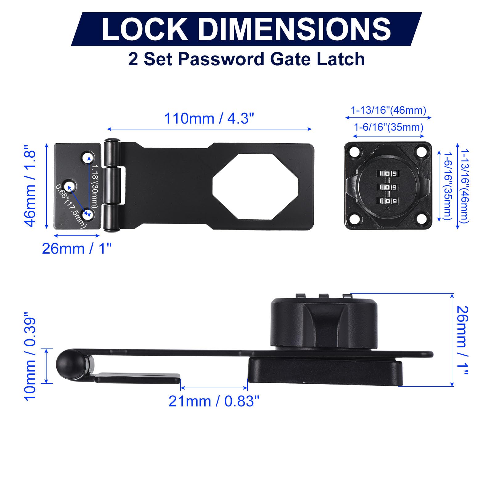 PATIKIL Household Cabinet Password Lock With 3-Digit Combination - Image 2