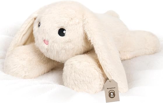 Wepop Weighted Bunny Stuffed Animal, 5Ibs 22in Weighted Plushies Rabbit Large Animals Pillow Cute Plush Toys Gifts for Kids Girls Women Adults