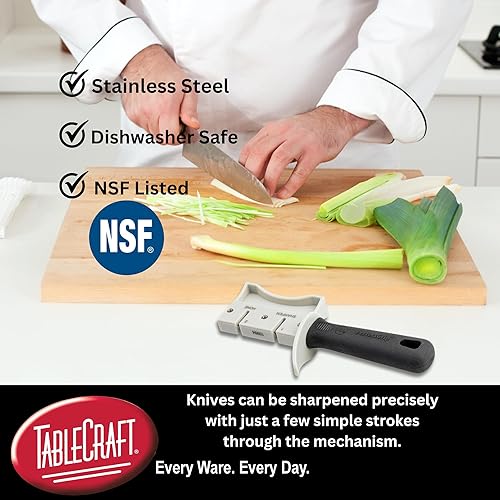 Miniatura 5 de TableCraft 10994 PerfectGrip - Afilador de mano, 7 x 1.5 x 3.25 pulgadas, carburo de tungsteno, certificado NSF, diseño ergonómico, apto para