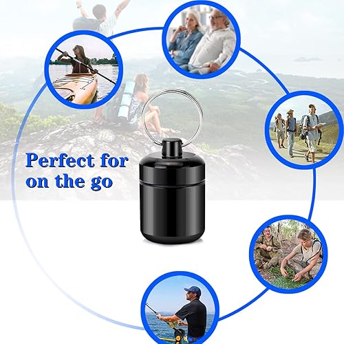 Miniatura 10 de Pastillero para llavero, portátil, de aleación de aluminio, impermeable, pastilleros para bolso, pequeños pastilleros para viajes al aire libre,
