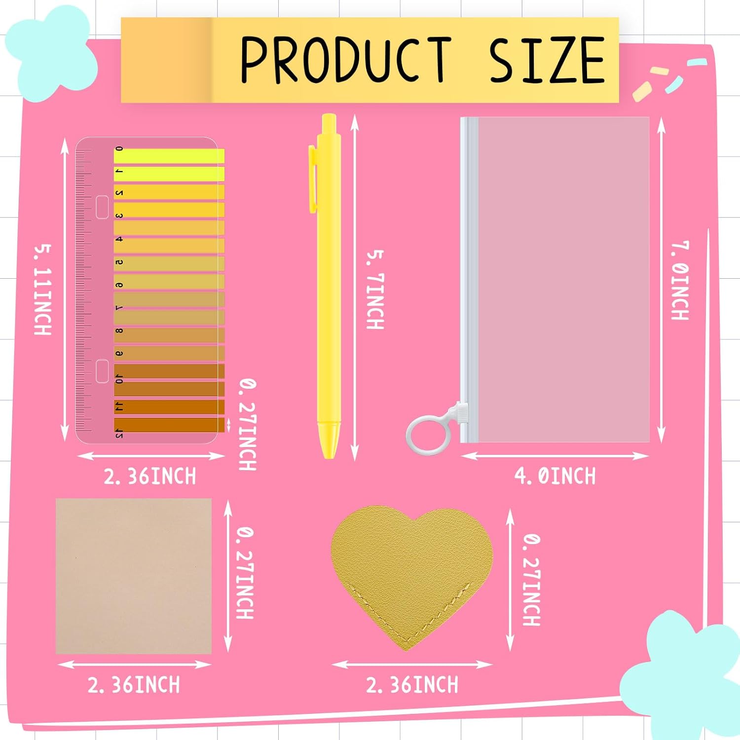 60 Pcs Book Annotation Kit Funny Book Lover Gifts with Transparent Index Tabs Self-Stick Notes Ballpoint Pen Leather Heart Bookmarks Clear Pull-Ring Bags for Reading Bookish Club Gifts