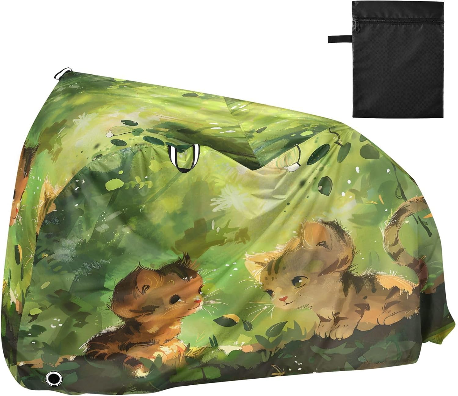 ALAZA Cat Kitten Forest Bike Cover Waterproof Outdoor Ebike Bicycle Covers Tarp Protection for 1/2 Bikes, Sun UV Dust Wind Proof