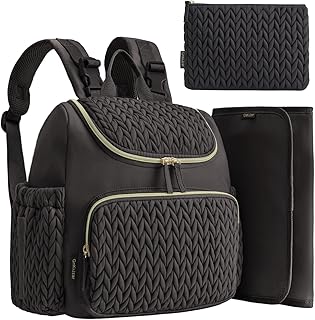 شنطة ظهر للحفاضات مع جيب إضافي ووسادة تغيير، شنطة خفيفة الوزن لحفاضات الأطفال للسفر مع جيوب معزولة مناسبة لأمهات الأطفال الأولاد والبنات