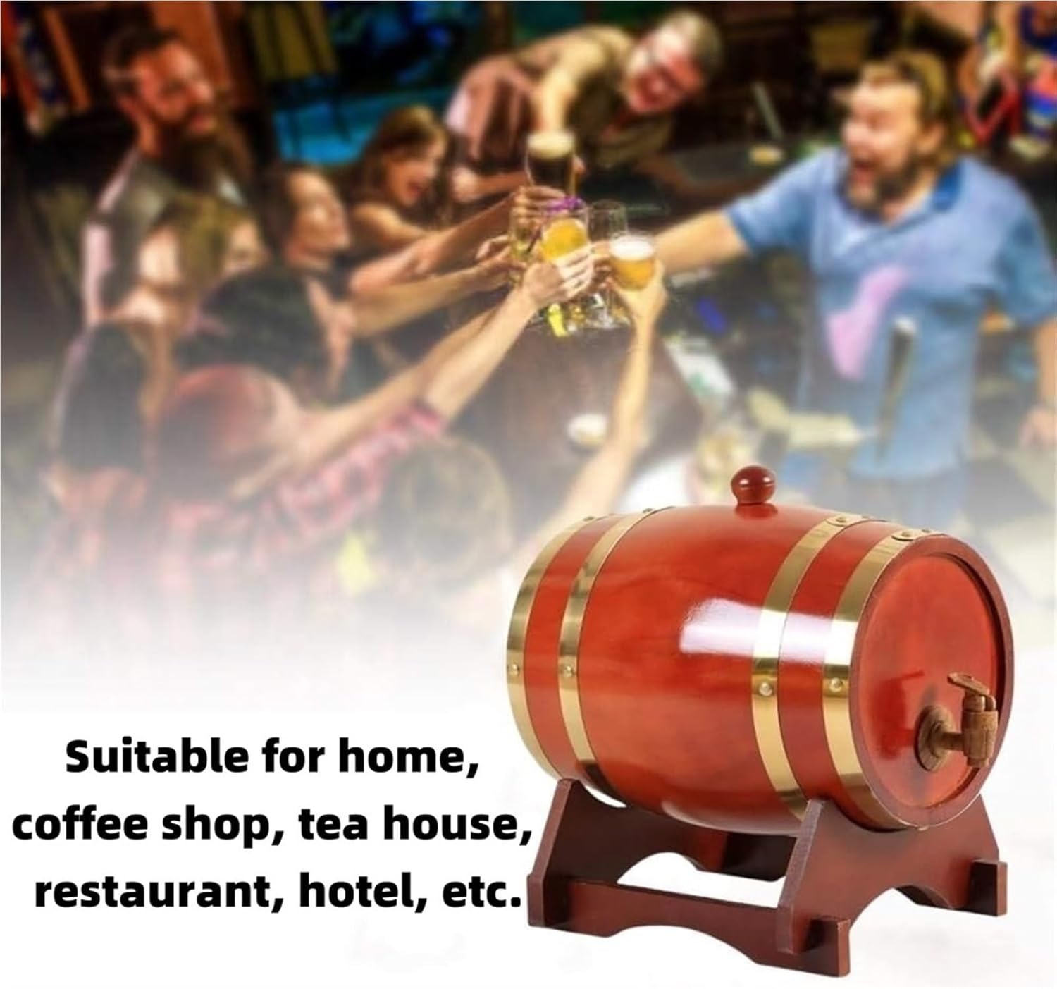 10L Wine Barrel with Stand – Wooden Whiskey Aging Barrel for Bourbon, Beer, and Cocktails – Home Bar Alcohol Dispenser & Party Decor (Brown Black)(Reddish Brown,5liter)
