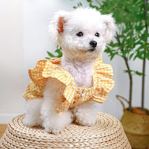 Miniatura 3 de Ropa para perros pequeños, vestidos de verano para niña, lindo vestido de princesa con lazo, ropa para mascotas, trajes de vacaciones de encaje,