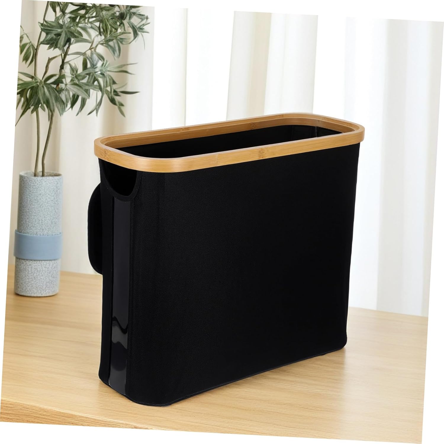 Toilet Paper Storage Basket Lid Slim Organizer for Bathroom Side Window Design for Easy Access Ample Capacity for Toilet and Water Bottles and Portable