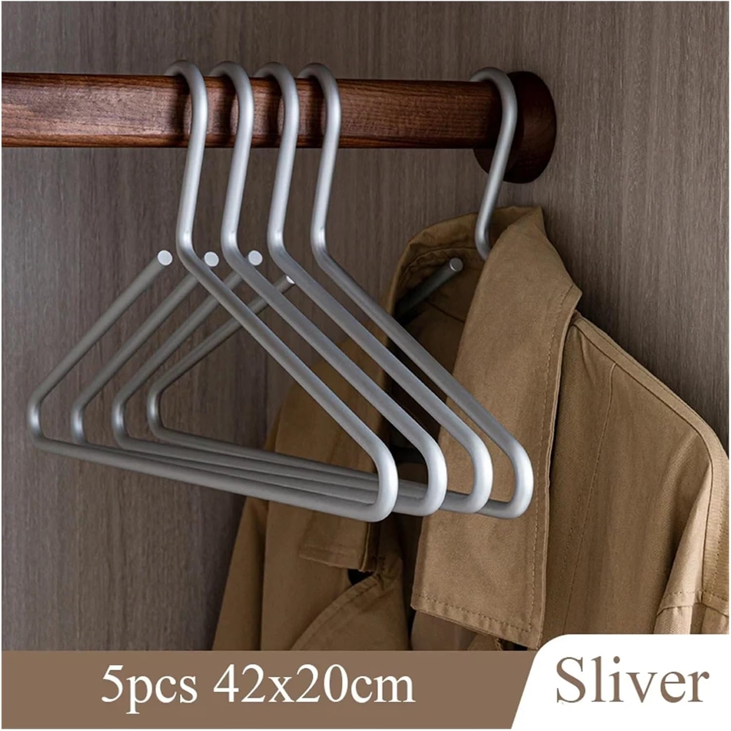 Hangers 42CM Adult Clothes Closet Organizer Alloy Suit Hanger 8MM Bold Advanced Wardrobe Storage Space Saving 5/10PCS(Silver-42CM,5pc(Bold))