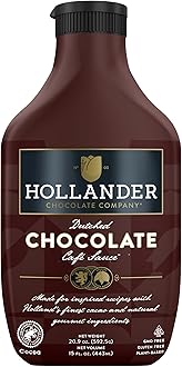 Hollander Dutched Chocolate Café Sauce™ | Vegan Friendly, GMO-Free, Gluten/Soy Free, Corn Syrup Free |15 fl. Oz. Squeeze Bottle