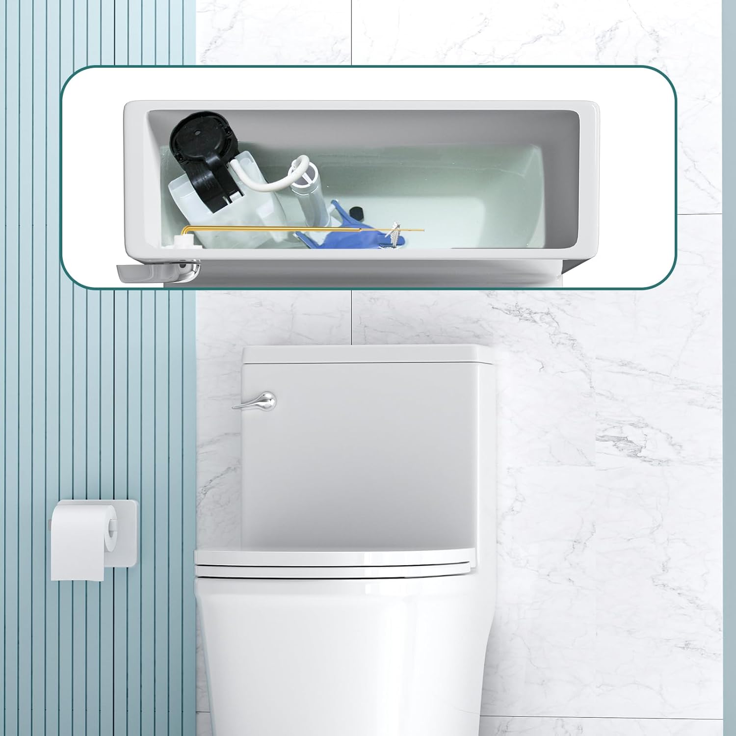 Universal Metal Toilet Handle Replacement Kit - Zinc Alloy Front-Mount Flush Lever with Stainless Steel Chain, Compatible with American Standard, Mansfield, Gerber (Chrome Finish) (Front-Mount)