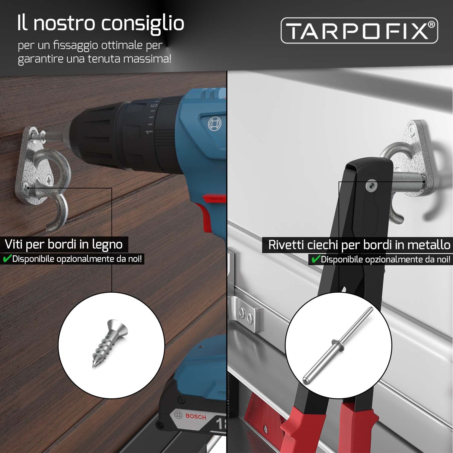 Tarpofix 10 ganci per telone a tre fori per telone di rimorchio e rete, resistenti ganci in ghisa zincata, resistenti per rimorchi e pareti di bordo