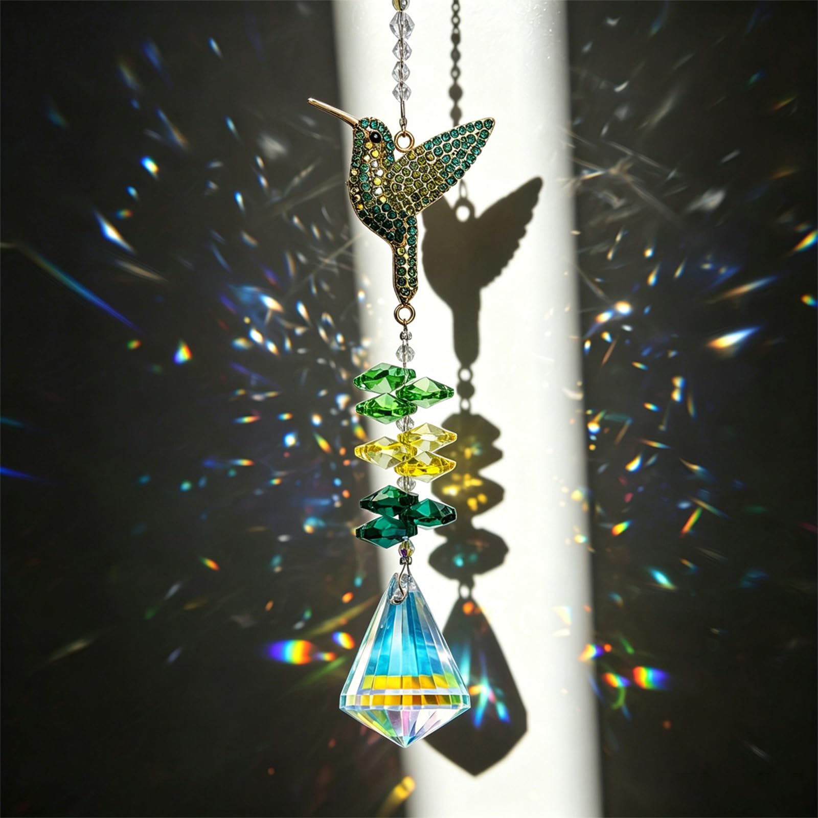 Hummingbird Sun Catcher Crystal Hanging Decor, Colorful Diamond Bird Suncatcher Crystals for Window Decor, Indoor Home Suncatching Ornament and Car Charms-image-42