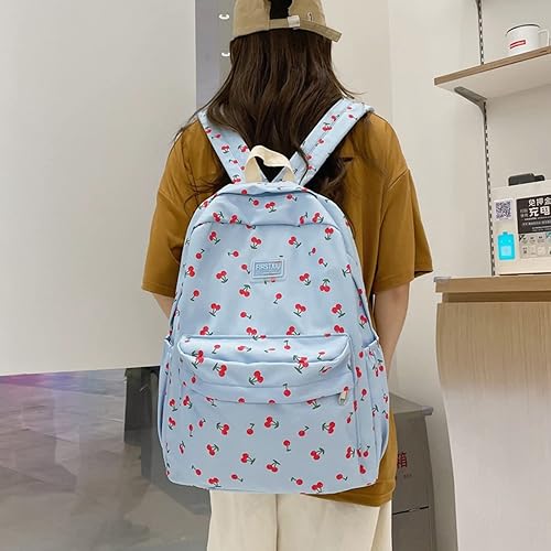 Miniatura 3 de Mochila Kawaii para adolescentes y niñas, bonita bolsa escolar casual con compartimento para laptop, Azul, Kawaii Lindo Encantador