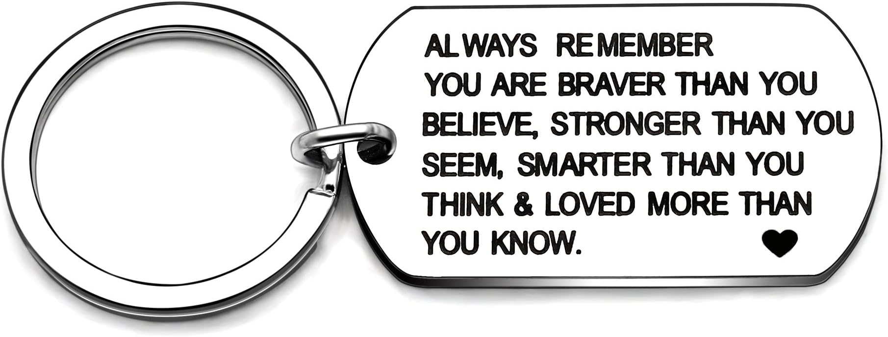 lauhonmin Stainless Steel Key Chain Ring You Are Braver Stronger Smarter Than You Think Pendant Family Friend Gift (Style B Stainless Steel)