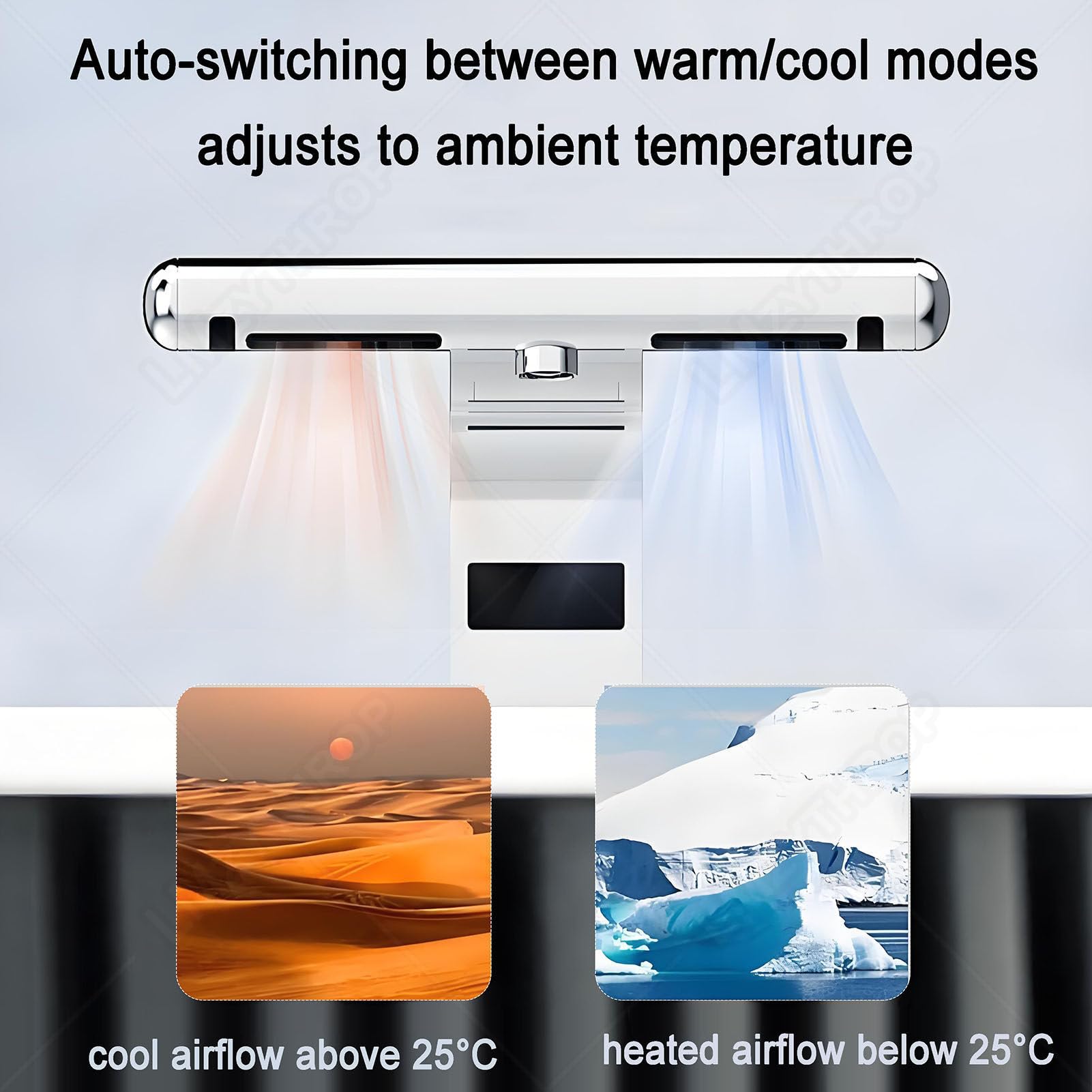Rubinetto con sensore con asciuga mani integrato, accensione e spegnimento automatico per lavaggio e asciugatura senza tocco, opzioni di acqua fredda e calda