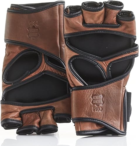 Miniatura 2 de PRO Heritage - Guantes de cuero marrón para MMA, cuero de vaca genuino de grano completo (S, M)