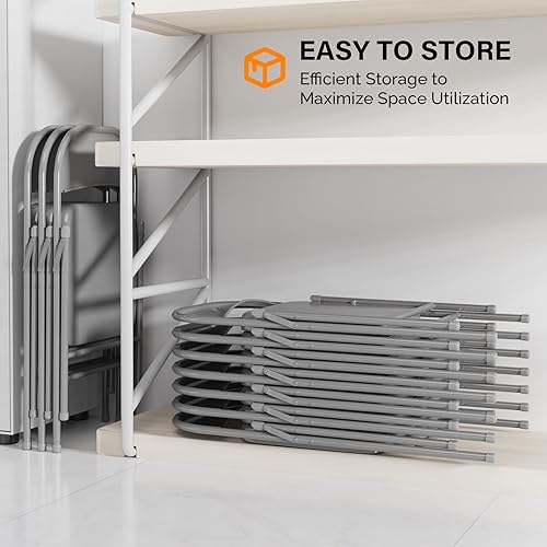 Miniatura 7 de VINGLI Sillas plegables con marco de metal de acero, capacidad de 350 libras, duraderas, portátiles y versátiles para uso en interiores y