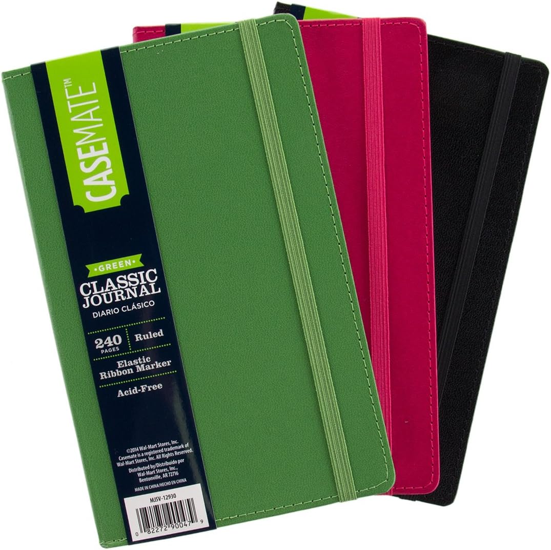 Casemate 3 Pack Classic Journal Ruled Writing Notebooks Lined Paper Elastic Markers Office Product
