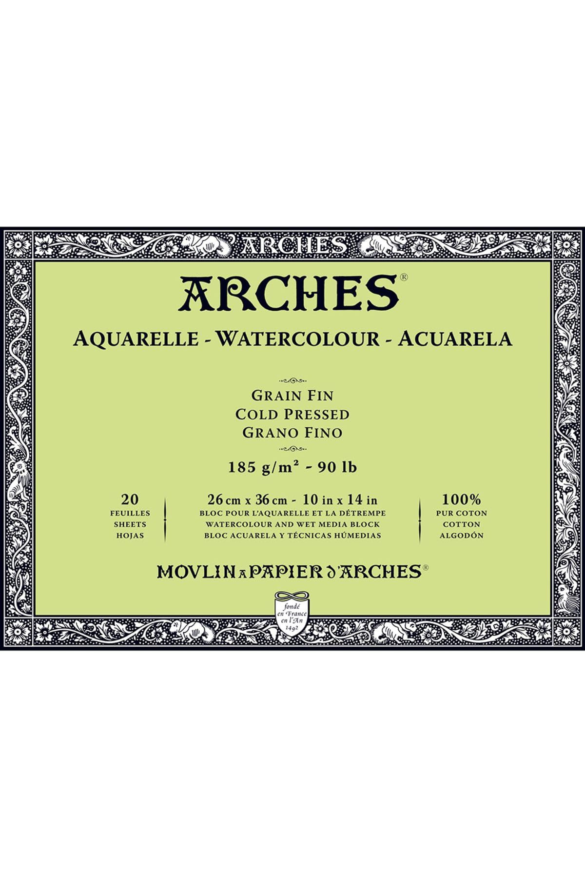 Arches - Papel de acuarela, bloc 12 hojas engomado 1 lado, grano fino, 300 g/m², 23 x 31 cm — view 30